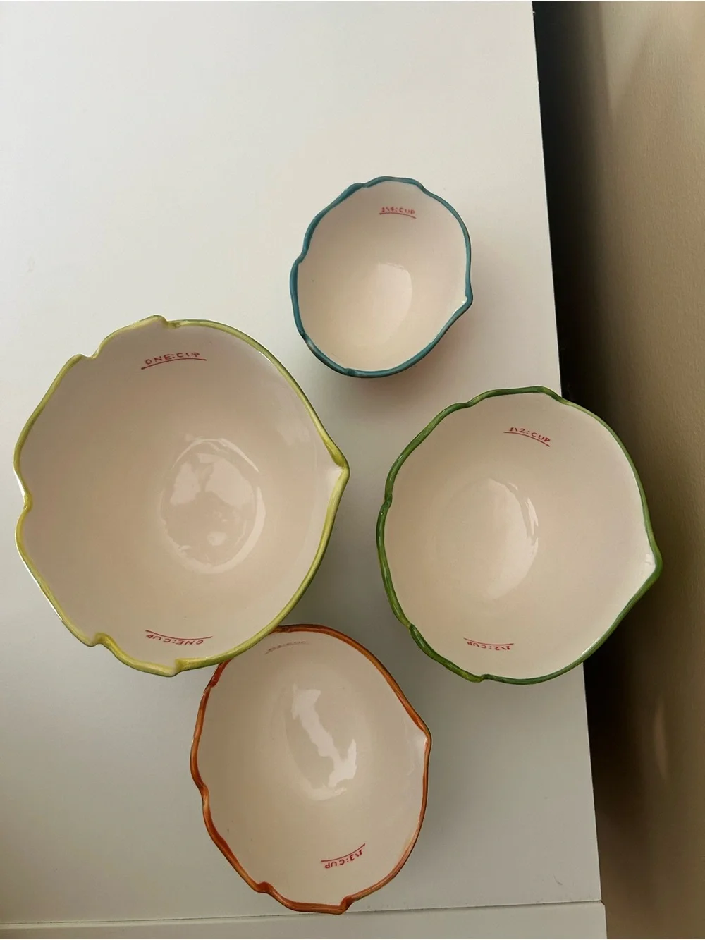 Pier 1 Owl Nesting Ceramic Measuring Cups Set of 4 Multicolor Bowls